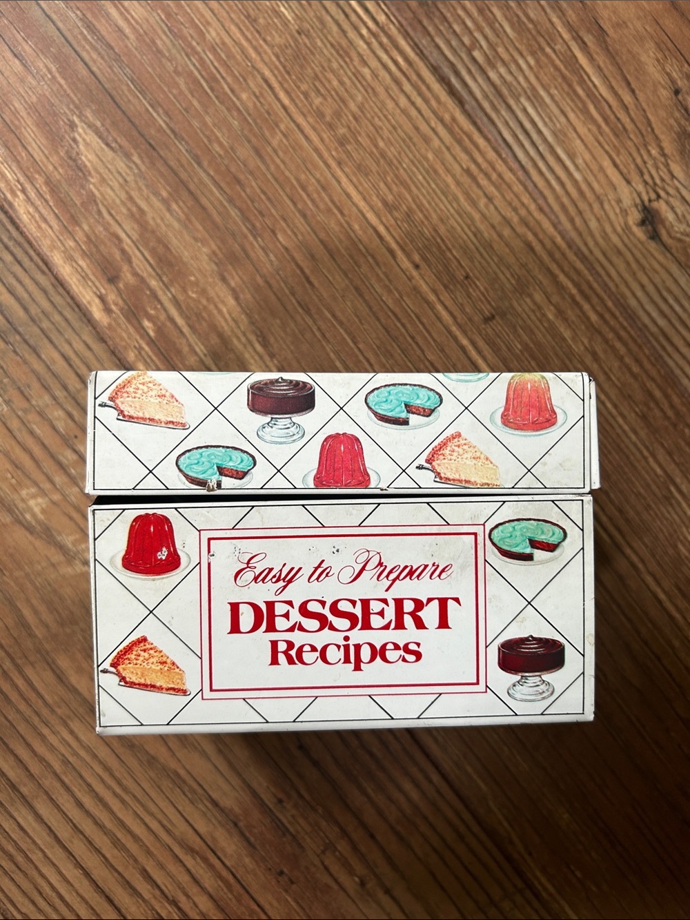 Dessert Recipe Card Box - White and Red